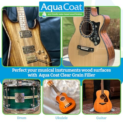 Image of Aqua Coat Water-Based Clear Wood Grain Filler Gel, Fast-Drying, Low Odor, Low VOC, Sandable, Stainable & Paintable, Easy Water Cleanup, Glossy Finish, 128 oz