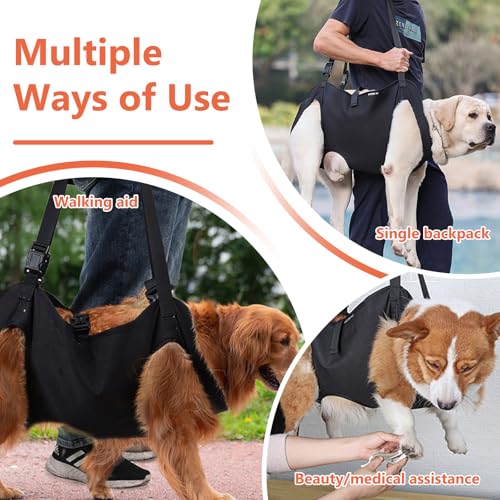Hunde Tragehilfe, Tragbares Hundegeschirr, Verstellbare Hundehebegeschirr, Hundestützschlaufe, Hundetragegurt, Ganzkörperhebehilfe für Mittlere und Große Kranke Oder ältere Hunde (L)