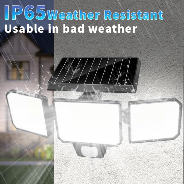 Image of MDCMDCM Solar Lights Outdoor Waterproof Motion Sensor - 416 LEDs 3000 Lumens Super Bright 3 Brightness 3 Modes 360 Illumination 32ft Solar Flood Security Light for Outside (Classic, 1)