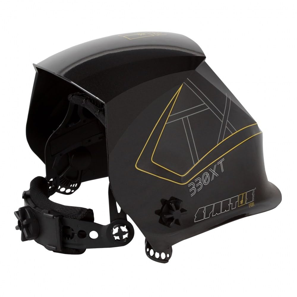 SPARTUS Schweißhelm Automatik Schweißmaske - Automatischer Schweißhelm 1/1/1/1 True Color Sichtfeld 100x65mm Schleiffunktion - Pro 330XT - Bestschweissen.de