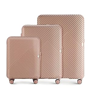 WITTCHEN GL Style Set van 3 Koffers (S+M+L) Polycarbonaat Hard Shell Trolley 4 Wielen Combinatieslot TSA Roze