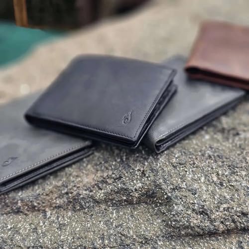 Black Minimalist Leather Thin Wallet for Men – RFID Blocking, Ultra-Thin Bifold, 10-Card Capacity, Premium Men’s Gift (Soloist Onyx)2