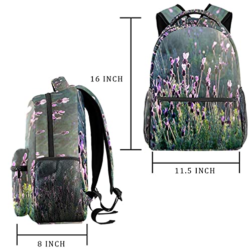 Sac à dos motif fleur de lavande multicolore au design léger unique - 2