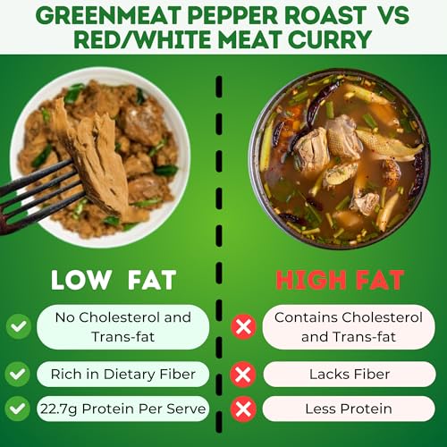 Image of Greenmeat Pepper Roast - Instant | Ready in 5-10 Minutes | 100% Plant Based & Vegetarian | Protein & Fiber Rich | Low Fat & Zero Cholesterol | No Preservatives | Pack of 1 (250g)