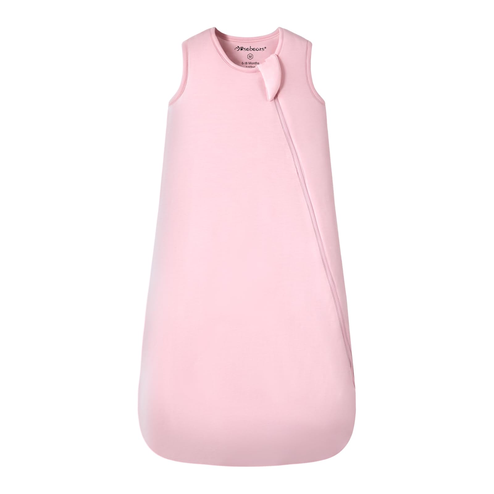 Mosebears Sacco nanna invernale per bambini 2,5 tog,Sacco Nanna Neonato in fibra di bambù, morbidissimo e caldo(0-6 mesi,Blush)