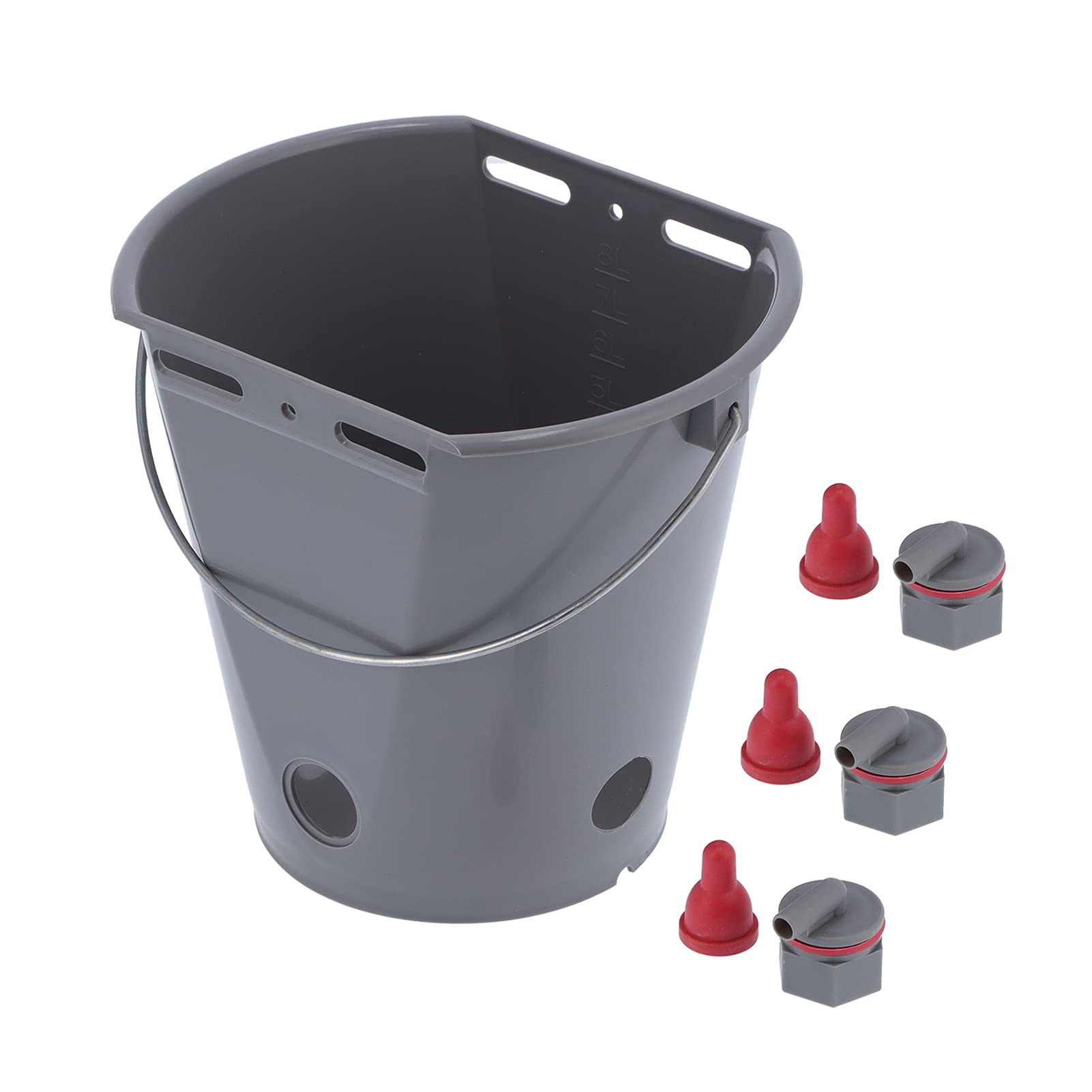 Secchio di Alimentazione in Plastica da 8 Litri con Valvole di Ritegno Attrezzatura per l'Alimentazione per Uso ZootecnicoPer Vitelli Accessorio Multifunzionale per Uso