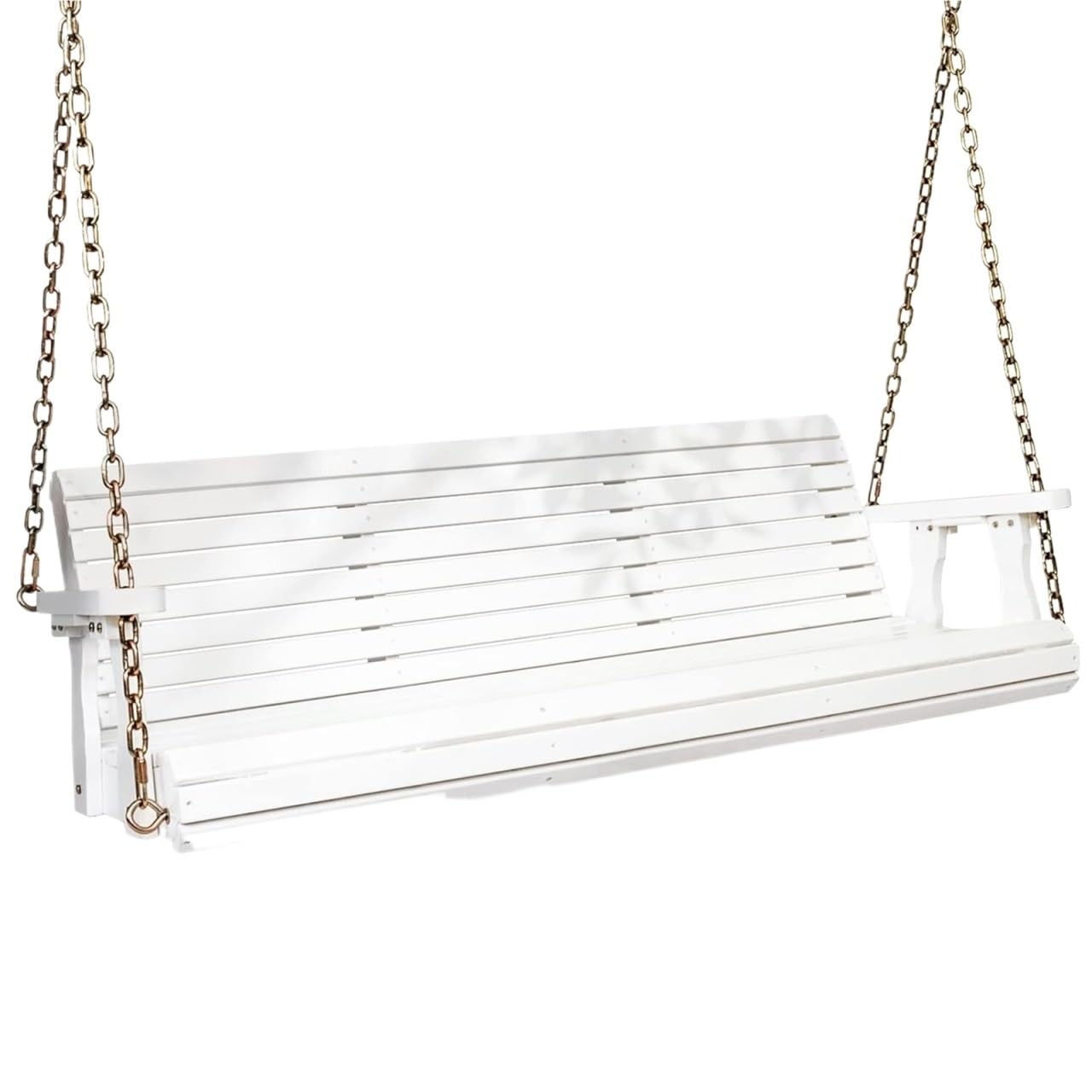 Wooden Swing Bench Garden, Heavy Duty 880 LBS Swing Chair Bench With Hanging Chains, Patio Wooden Porch For Courtyard(White)