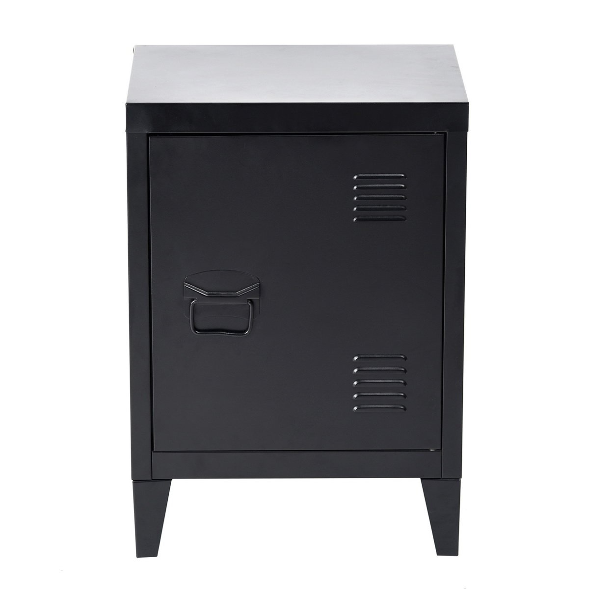 Homy Casa Inc Graves Solo Storage Lockers, Metal Black Nightstand, Metal Cabinet-Black