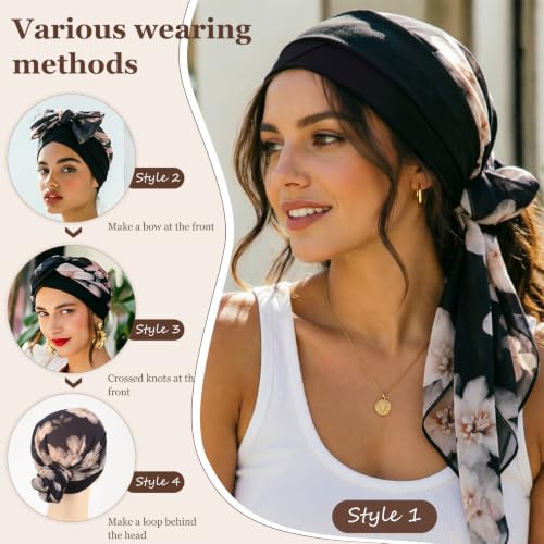 Image of DRESHOW Turban Headwrap for Women Long Hair Head Scarf Headwraps Chemo Headwear Lightweight Hair Loss Covering Hat