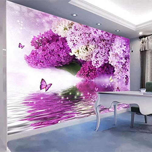 Décoration murale papiers peints 3D fleurs violettes salon chambre 400x280 - 4