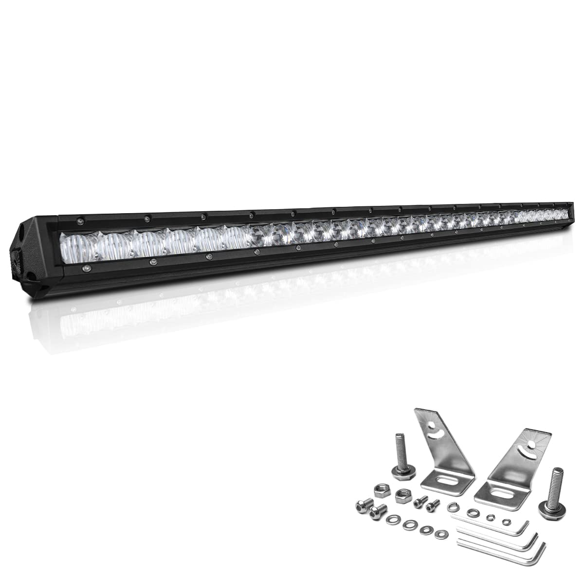 32 Inch LED Light Bar, 400W Flood & SpotBeam Combo Straight Single Row 40000LM Off Road Driving Fog Lamp Marine Boating Light bar for Pickup SUV ATV UTV Truck