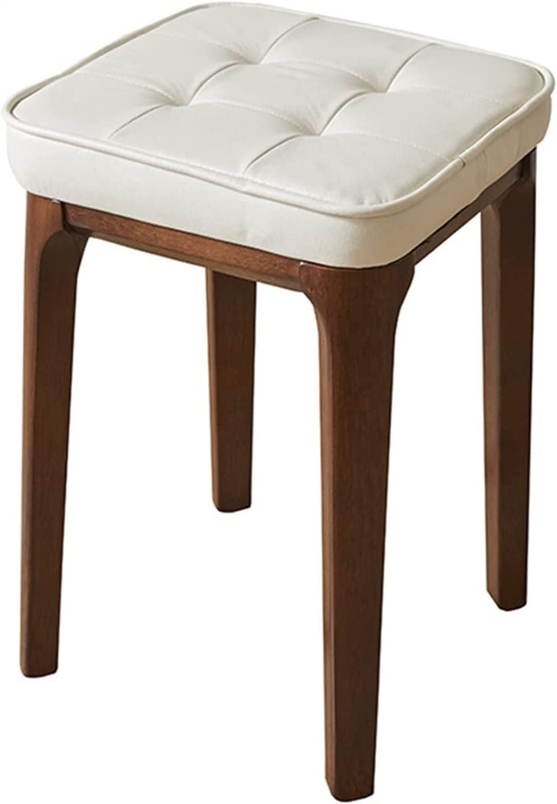 GRDDBZA Vanity Bench with Padded Cushion, Vanity Chair Solid Wood Dressing Stool Wooden Dining Stool Bedroom Makeup Stool Bold Legs Soft Sponge Cushion(Beige), 31x31x47cm, FPYY2024040817