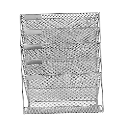 Ciieeo File Rack Wall Mounted File Holder Wall Display Shelf Paper Organizer Vertical Mesh Wall File Holder Organizer Magazine Wall Display Rack Metal Silver File Rack for Wall Vertical