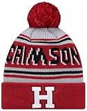 New Era Harvard Crimson Red Wordmark Cheer Sideline Sport Cuff Beanie Hat with Pom - NCAA Cuffed Winter Cap