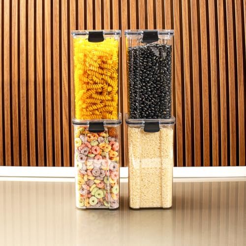 Kit 4 Potes Herméticos 1,5L - BPA Free, Porta Tempero, Porta Mantimentos para Cozinha e Organização