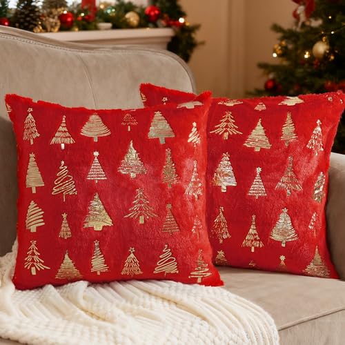 Miaikoe Weihnachtskissen Abdeckungen 40x40 cm, Glitter gedruckt...