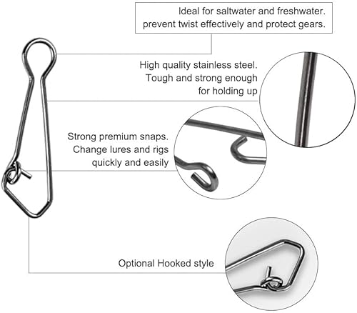 Miniatura 3 de Dr.Fish Toboganes de plomada de pesca, paquete de 30 a 100 unidades de doble bloqueo a presión deslizantes para línea de pesca deslizante,