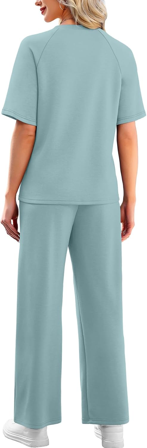 WIHOLL 2 Piece Sets for Women Resort Wear Travel Vacation Outfits Summer Short Sleeve Lounge Sets - Image 5