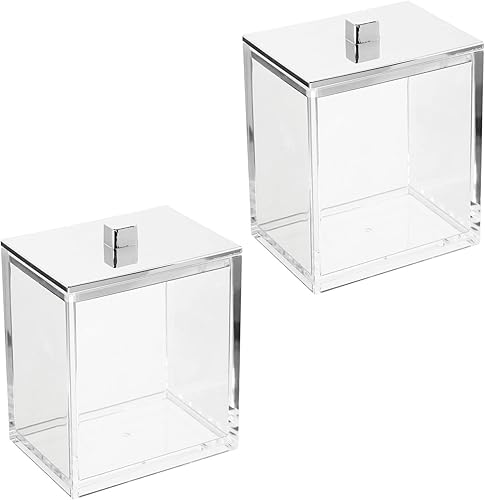 Miniatura 9 de MDesign Moderna encimera cuadrada de tocador de baño tarro recipiente organizador para hisopos de algodón, bolas de algodón, esponjas para el