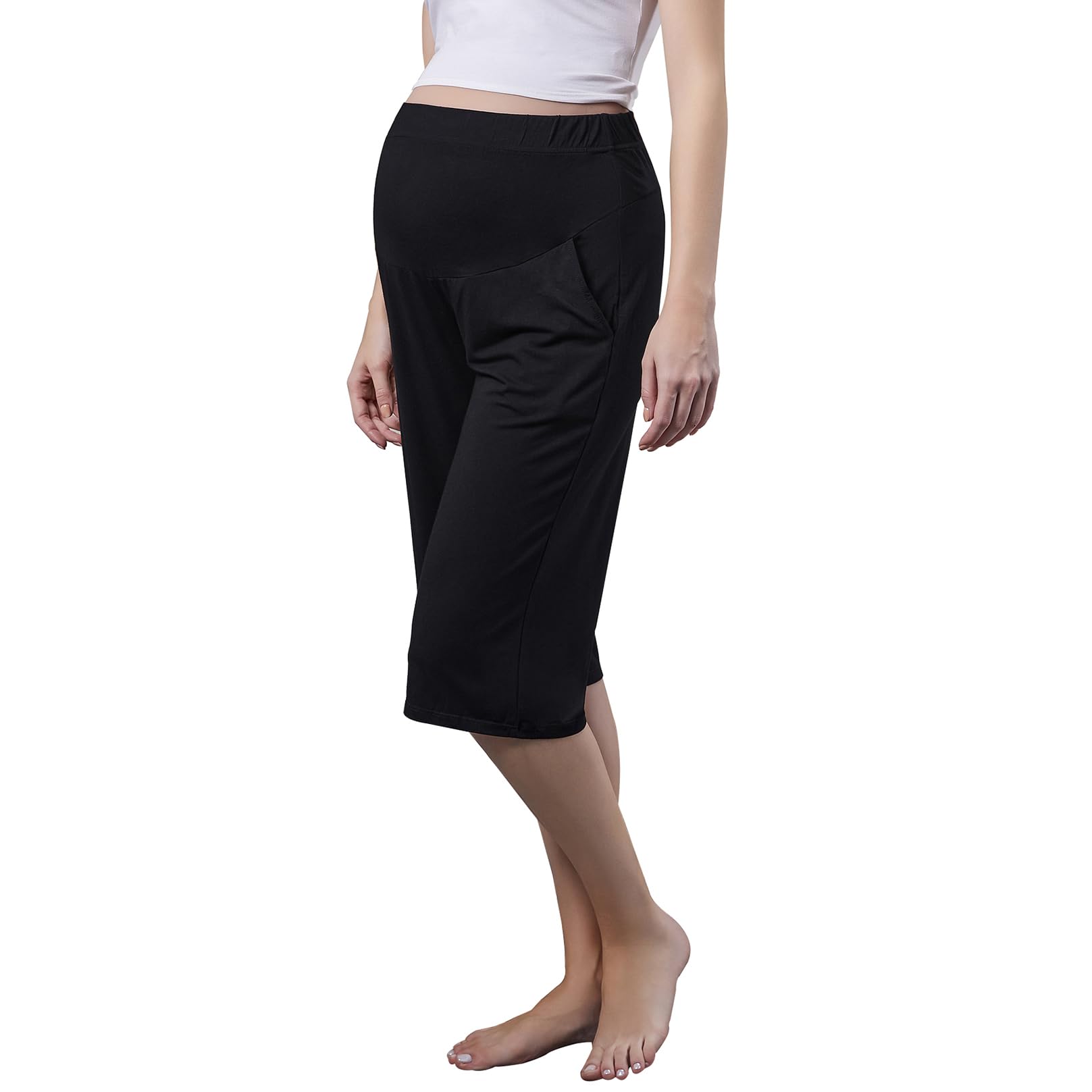 COLOMI Short de maternité pour Femmes Modal Doux Joggers Pantalon de Salon Femmes Shorts de maternité Pyjama Pantalon de grossesse