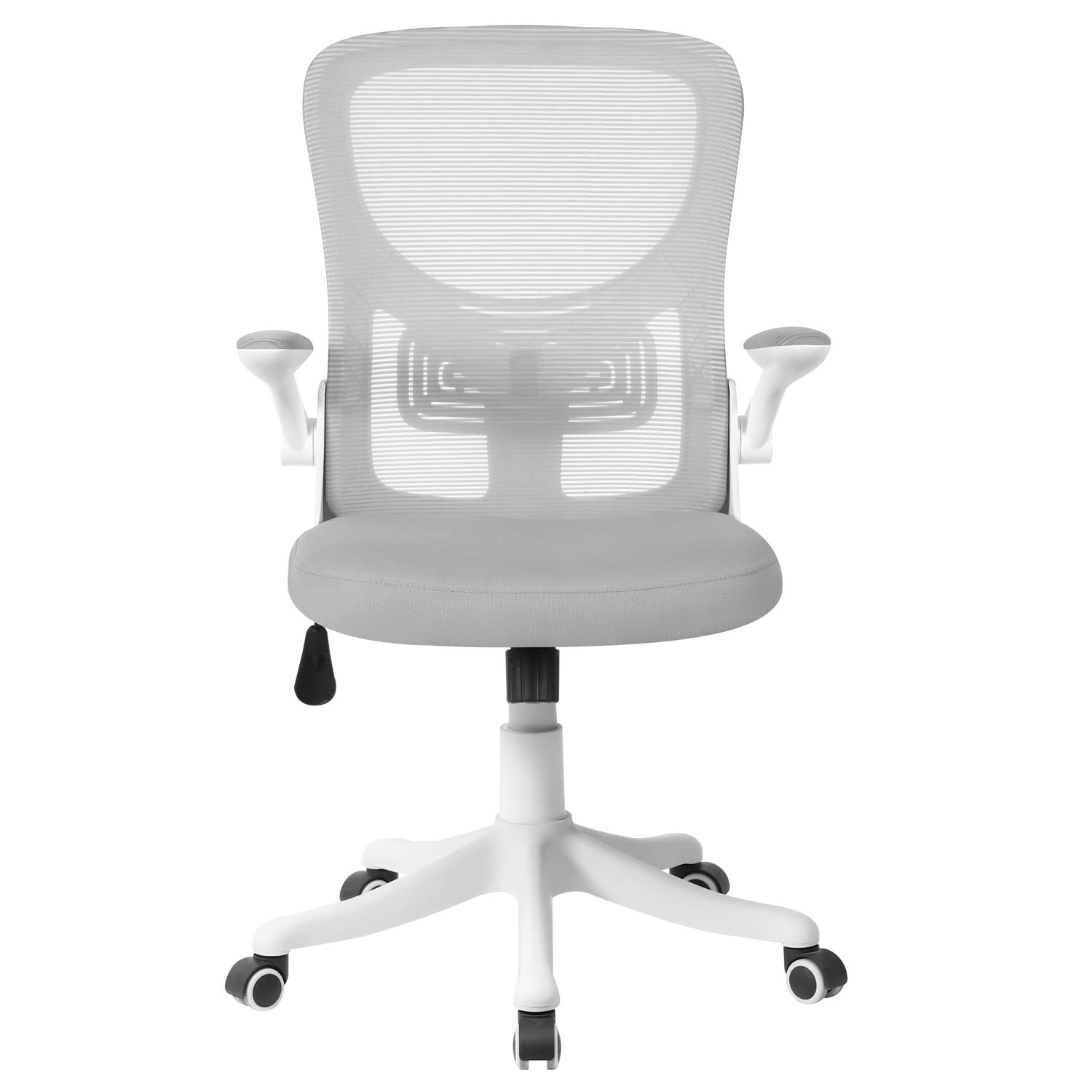 Brigros WeHome - Sedia da Ufficio Ergonomica Vivi in Rete Traspirante con Supporto Lombare, Girevole e Regolabile in Altezza con Braccioli Inclinabili, Base con Ruote, Grigio