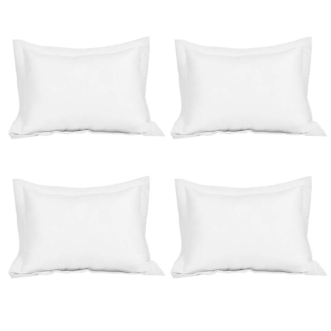 PiccoCasa 4 Pcs White Pillow Shams Soft 1800 Microfiber King 20x36 Oxford Pillowcases