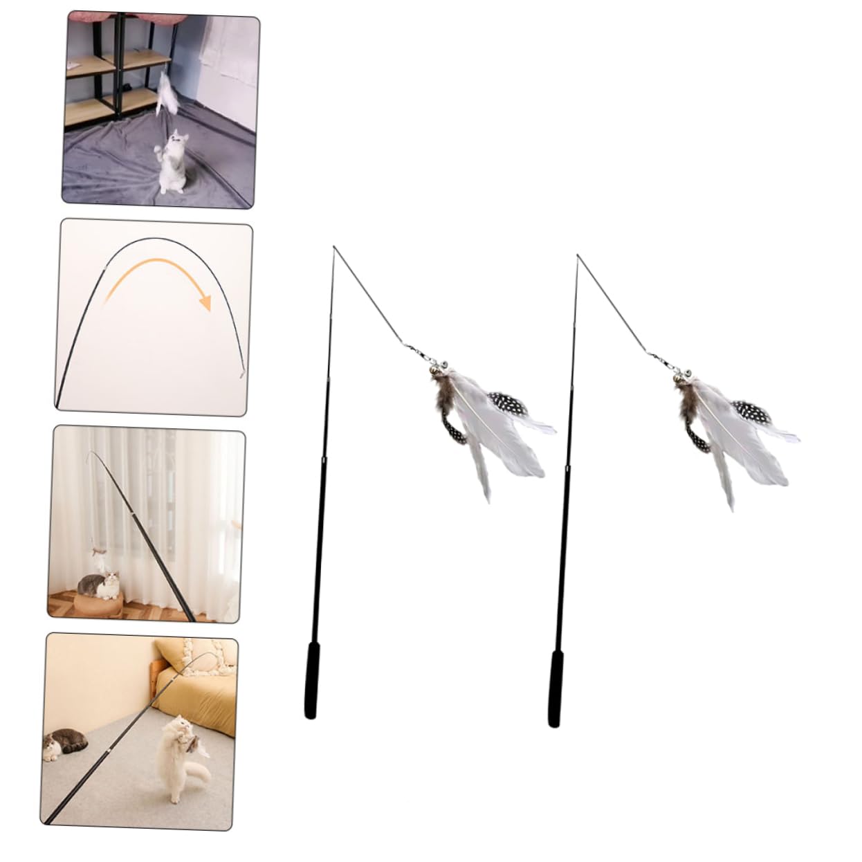 FRCOLOR 3 Juegos De Juguetes Telescópicos para Gatos Juguetes Interactivos De Interior para Gatos Ejercicio De Curiosidad Caña De Pescar Juguete para Mascotas 2 Piezas X 3