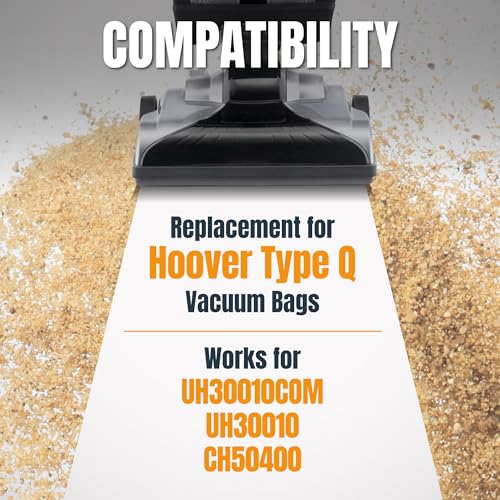 Image of POWERTEC Type Q HEPA Vacuum Bags 2 Pack for Hoover Upright UH30010COM, UH30010, CH50400 Vacuum Cleaners, Replacement Dust Filter Bag for AH10000, 902419001 (75140)