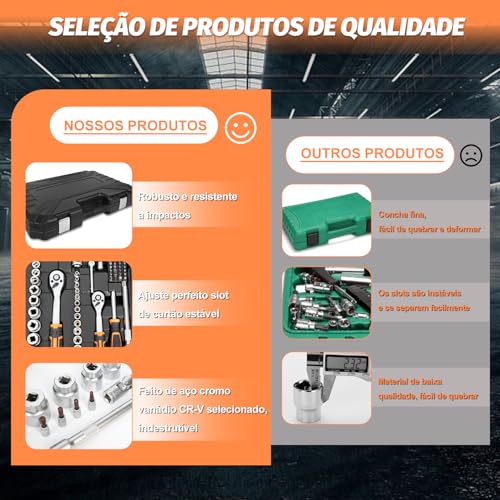 Conjunto de ferramentas 222 peças, Kit Ferramentas, Maleta de Ferramentas, Reparo de Automóveis Caix
