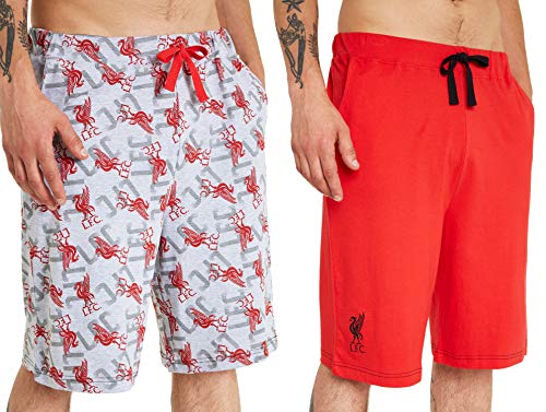 Liverpool F.C. Herren-Shorts mit elastischem Bund, offizieller Merchandise-Artikel Gr. M, rot / grau