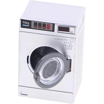 VICASKY Dollhouse Laundry Room Accessories Washing Machine Children's Washing Machines Miniature Washing Machine and Dryer Realistic Toy Laundry Set for Children's Games