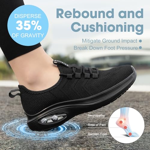 Wide Toe Box Shoes Women Extra Wide Width Sneakers Air Cushion Road Running Shoes Ultra Light Tennis Gym Workout Training Shoes Breathable Walking Shoes with Arch Support3
