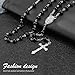 Produktbild New Fashion Beckham Cross Pendant Black Rosary Beads Necklace Mens Beckham Cross Pendant Black Rosary Beads Necklace