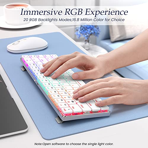 Risophy Rgb Wireless Keyboard,60% Mechanical Gaming Keyboard With Metal Base,2.4G/Type-C/Bluetooth Keyboard With Low Profile Clicky Blue Switches,Programmable 60 Percent Keyboard For Ipad,Pc,Mac,Xbox #TOP3