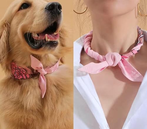 Hi-Hixo Mothers Gifts For Dog Moms|Girl Pink Dog Bandanas Matching Owner |Scarf Bibs For Small Medium Large Dogs| Pet Lover Gifts |Scrunchie Matching Women Clothing Tshirts #TOP4