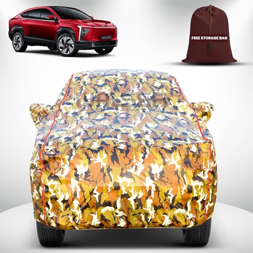 Image of Walser Waterproof Car Cover for Mahindra XEV 9e | All-Weather Full Car Body Protection | with Mirror & Antenna Pocket | Dustproof, Windproof & Anti-Scratch Lining, Camouflage