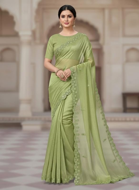 Sari de mujer bordado con blusa sin coser para celebraciones y festivales 3
