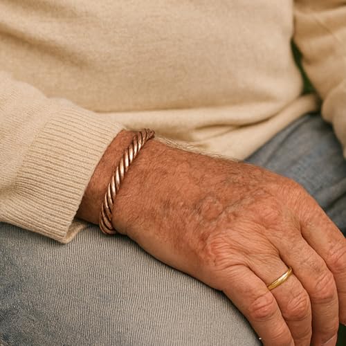 Image of Touchstone copper bracelets | gift for men women |adjustable 100% pure solid real magnetic jewelry | handmade bracelet set combo | rope braided tibetan bangles.