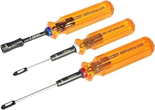 MIP RC Hex and Nut Screwdriver Set 9620 – 3-Piece Tool Kit (1.5mm, 2.0mm, 7.0mm) for RC Cars, Helicopters, Drones, Boats – Precision Hexagon Allen Wrenches and Nut Drivers for RC Repair – Made in USA