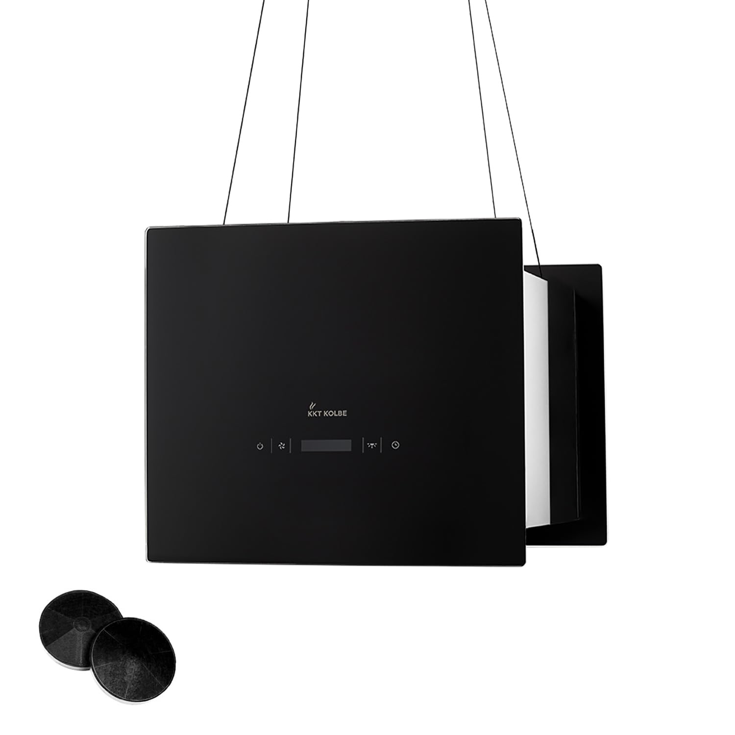 KKT KOLBE Campana extractora de isla 40 cm | acero inoxidable y cristal negro | control SensorTouch | iluminación LED | 4 niveles de potencia | recirculación | BOX400S