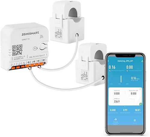 Monitor de energía inteligente para el hogar con 2 CT de 120 A, seguimiento del uso de electricidad en vivo, seguimiento de energía bidireccional,