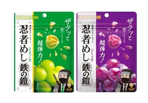 【アソートセット】忍者 グミ めし 鉄の鎧 マスカット味 40ｇ + グレープ味 40g 各1袋 SNSで話題のサムネイル