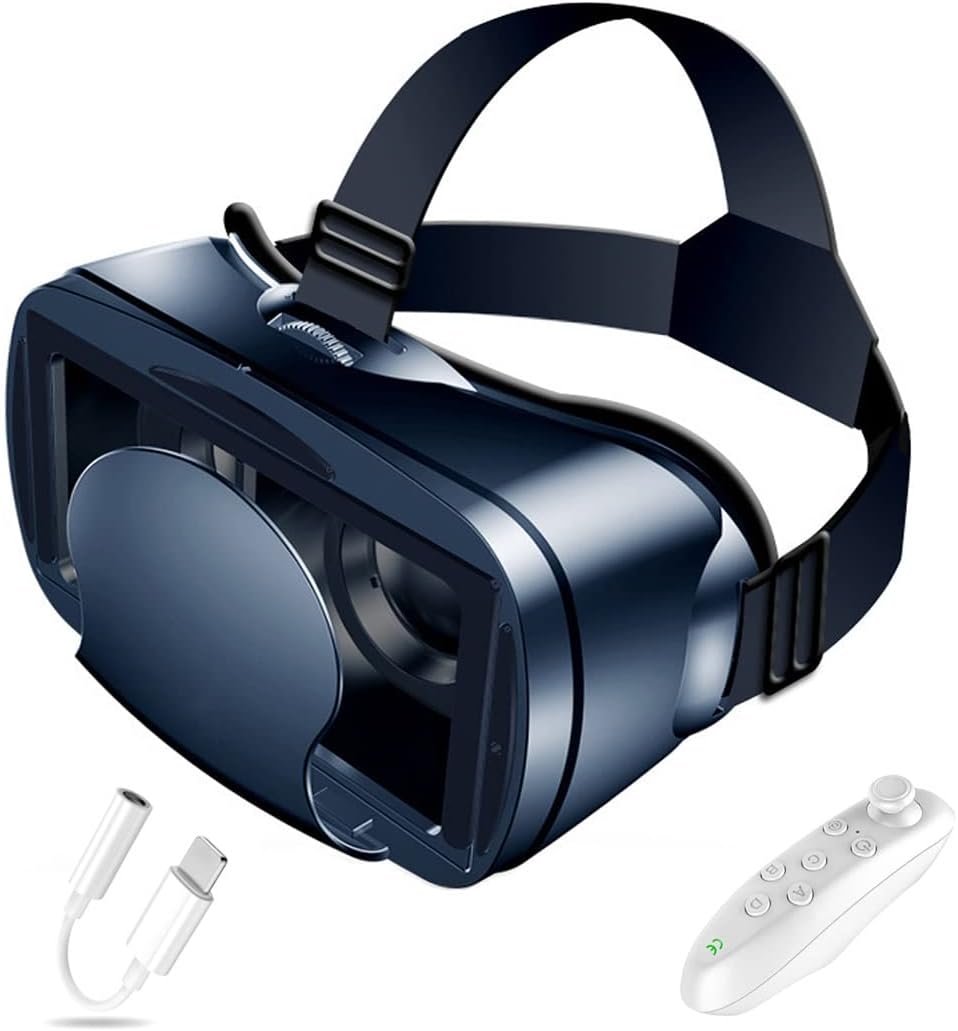 VR Glasses, Virtual Reality Headset, VR Headsets Support Android and IOS, Bluetooth Connection for iPhone 13 Pro Max/13 Pro/13/12/11, for Samsung Galaxy S21, Huawei, Xiaomi