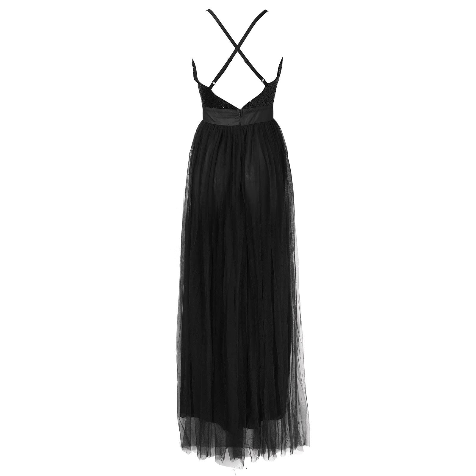 Vestido sexy de malla para mujer, con panel de lentejuelas, sin espalda, para negocios, para mujer, para verano, para niñas