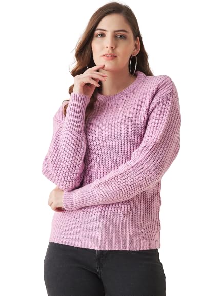 Image of Modeve Solid Round Neck Casual Women Sweater||Winterwear||