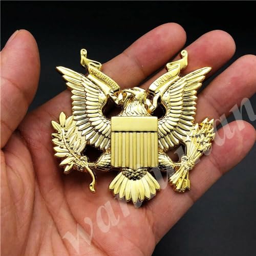 Image of 1x US Army Emblem US Military Army Badge US Army Decal Military Army Sticker for Universal Pickup and Car Metal (Gold)