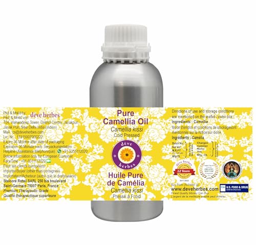 Image of Greenwood Essential Pure Camellia Oil (Camellia kissi) | Cold Pressed | Natural | Undiluted | For Diluting Essential Oils | For Hair, Skin & Massage | Men & Women | 1250ml