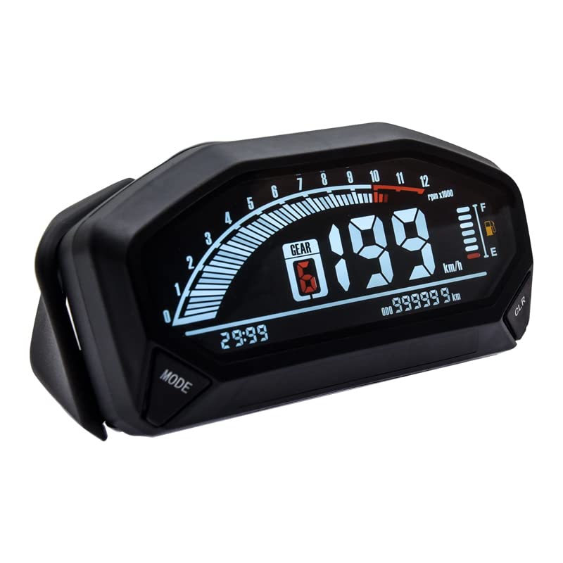 Contagiri Contachilometri Impermeabile con Retroilluminazione Digitale A LED for Motocicletta Universale di Nuovo Stile for 1,2,4 Cilindri(Only Gauge)