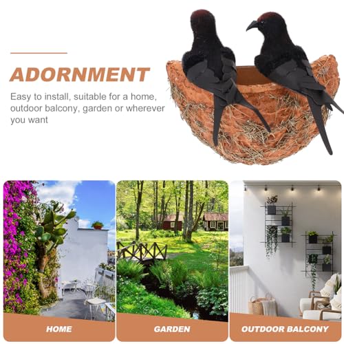 Image of 2 Sets Simulated Swallow Nest Decor Artificial Bird Nest Adornment Photography Prop Miniature Ornaments Foam