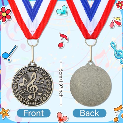 Quelay 30 Pcs 2\'\' Award Medals Bulk Gold Winner Medals with Neck Ribbons Metal Trophy Award Prize Gift for Tournaments, Competitions, Party, Kids and Adults(30 Pcs, Music)